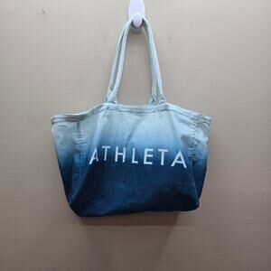 Athleta Ombre Canvas Tote Gym Beach Shopping Open Bag Sports Blue Overnight